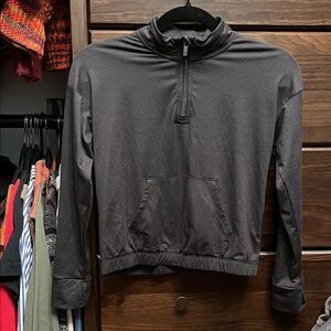 Girls Gray Quarter-Zip Pullover